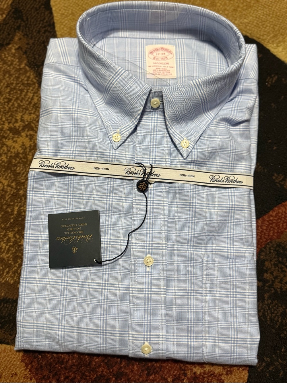 Brooks Brothers Light Blue Plaid Button-Down Shirt